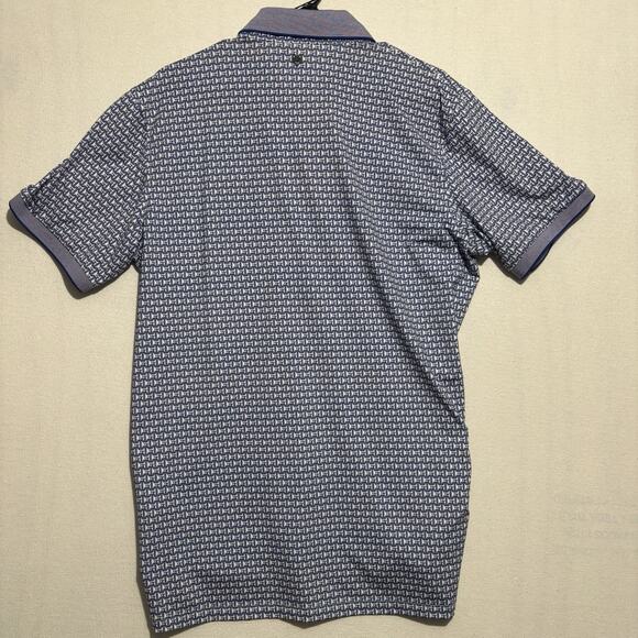Greyson Polo Shirt Mens Large Blue Geometric AOP Golf Performance Short Sleeve - Picture 9 of 13